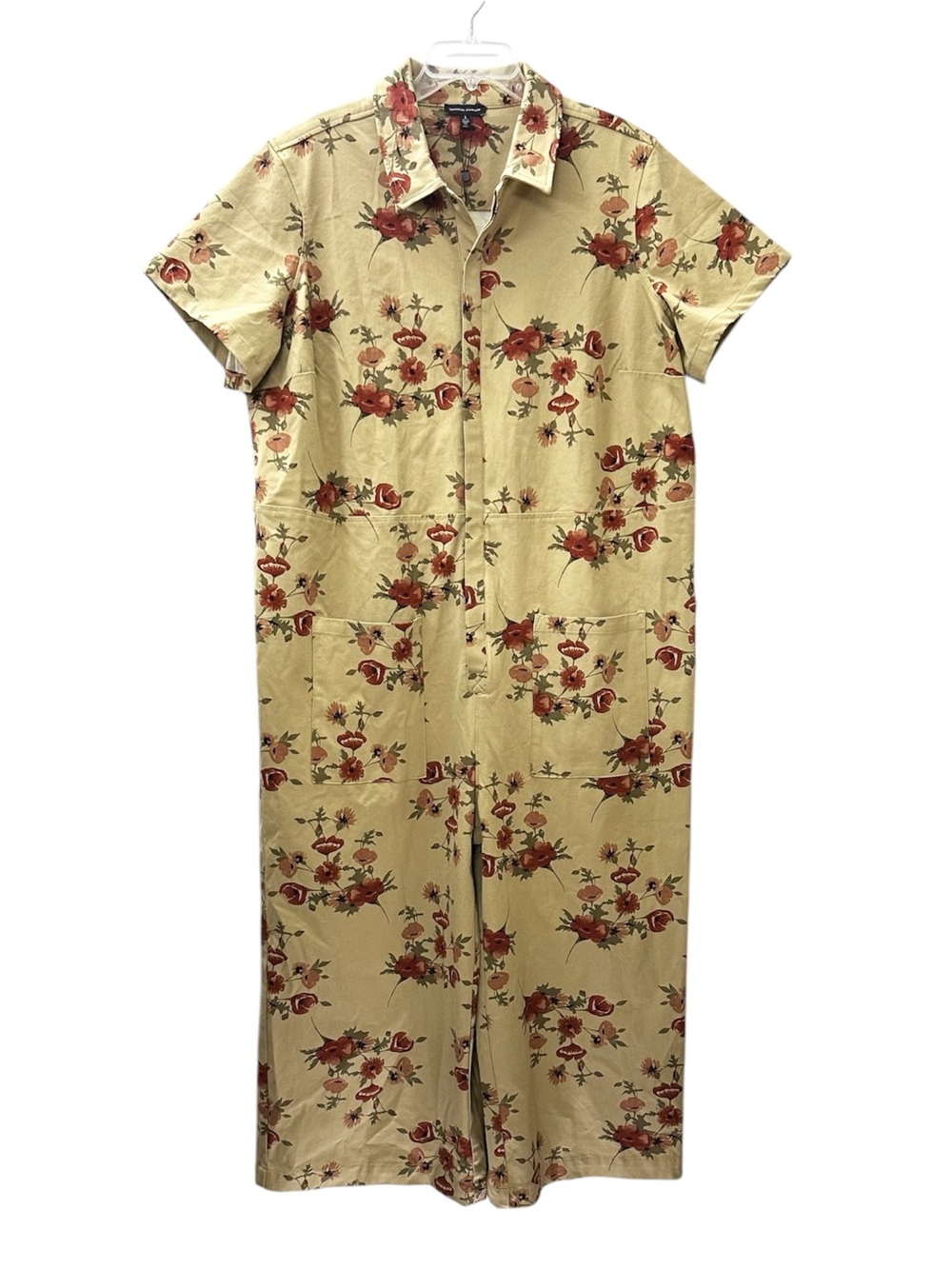 NWT Universal Standard Jumpsuit Kate Stretch Cotton Twill Tan Floral Large 22-24